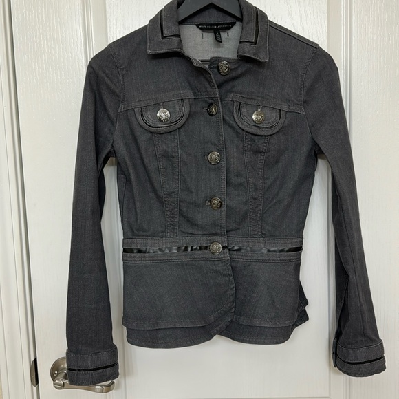 White House Black Market Jackets & Blazers - WHBM Dark Gray Denim Jacket with Double Peplum